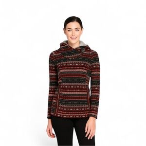 Koppen, Women’s Hoodie Pullover Nordic Sherpa FleeceLined Multicolor,Red,Blk,Wht
